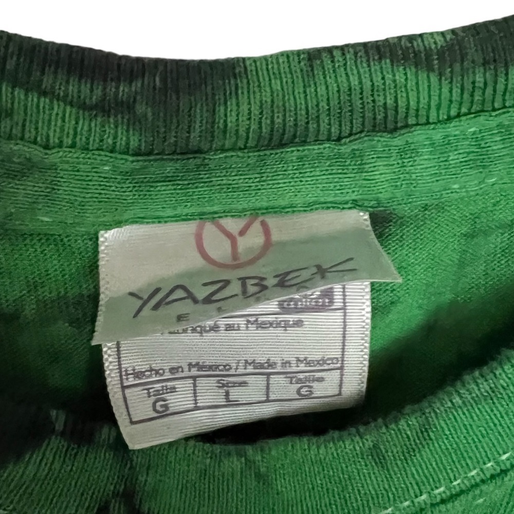 Yazbek Green Tie Dye Fringe Hem Mexico Resort Short Sleeve Crop Tee T Shirt - Picture 8 of 9